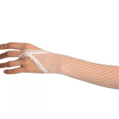 Örgü Beyaz Parmak Arası File Eldiven 26 cm