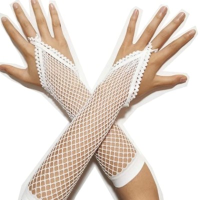 Örgü Beyaz Parmak Arası File Eldiven 26 cm