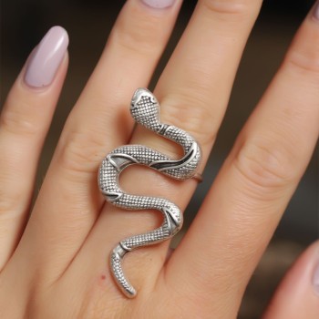 Otantik Yılan Tasarımlı Ayarlamalı Kadın Yüzük