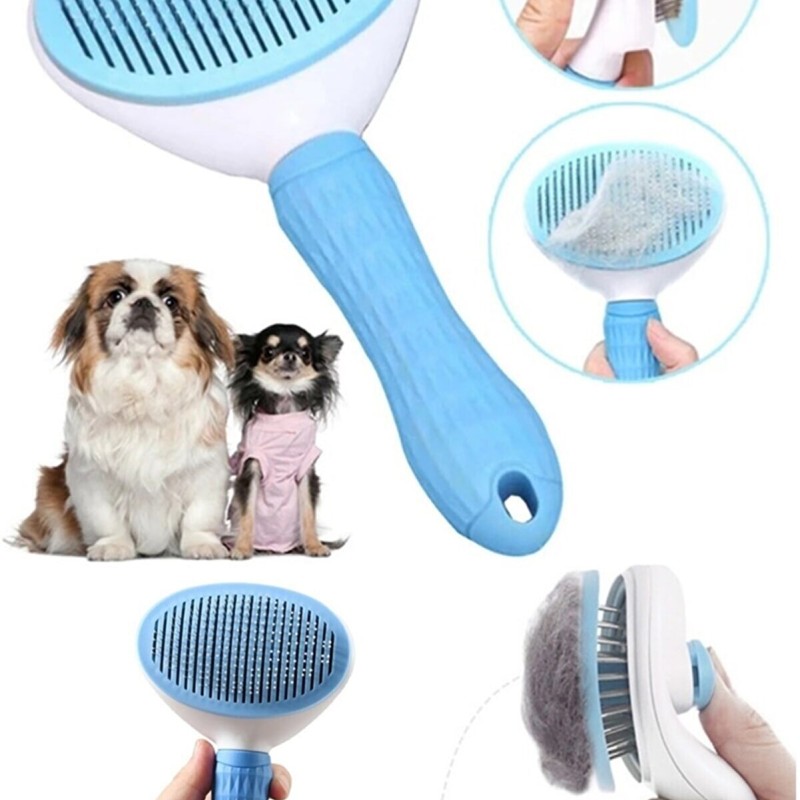 Otomatik Temizlenen Evcil Hayvan Tarağı Mavi