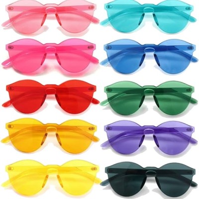 Oval Şekilli Çerçevesiz Parti Gözlüğü 6 Renk 6 Adet