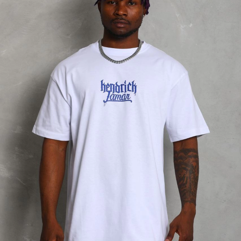 Oversize Baskılı Bisiklet Yaka T-Shirt - Beyaz -