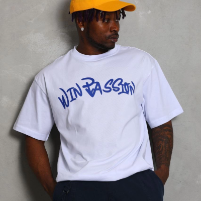 Oversize Baskılı Bisiklet Yaka T-Shirt - Beyaz -