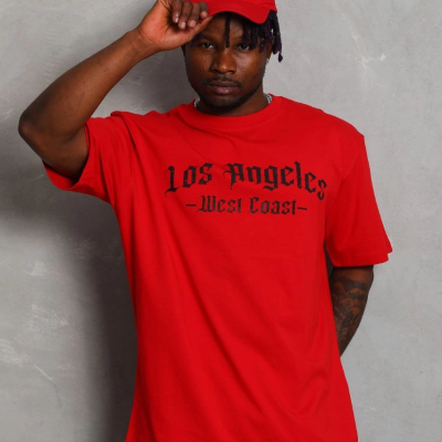 Oversize Baskılı Bisiklet Yaka T-Shirt - Kırmızı -