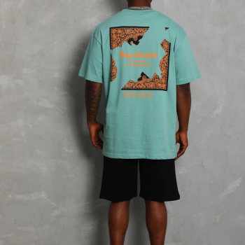 Oversize Baskılı Bisiklet Yaka T-Shirt - Mint Yeşili