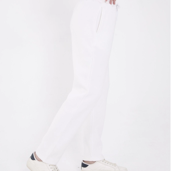 Oversize Boru Paça Baskılı Eşofman Pantolon - Beyaz