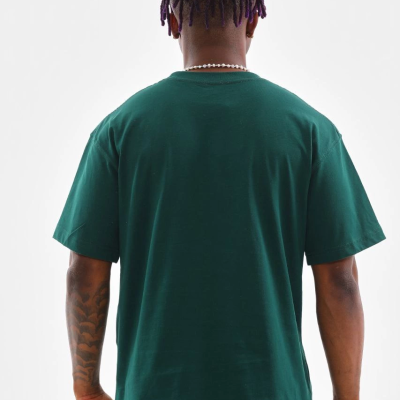 Oversize Düz Bisiklet Yaka T-Shirt - Koyu Yeşili