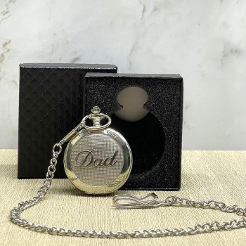 Özel Kutulu Dad (Baba) Tasarımlı Gümüş Köstekli Saat 