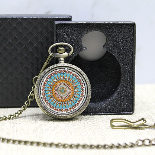 Özel Kutulu Mandala Deseni Köstekli Saat 