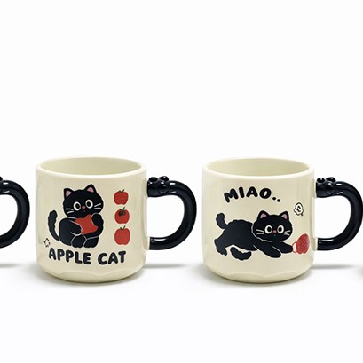 Özel Tasarım Kedi Figürlü 3D Kulp Detaylı Seramik Kupa Bardak 