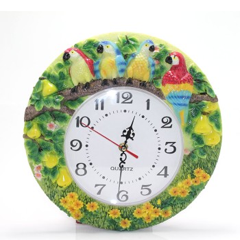 Papağanlı Polyester Duvar Saati