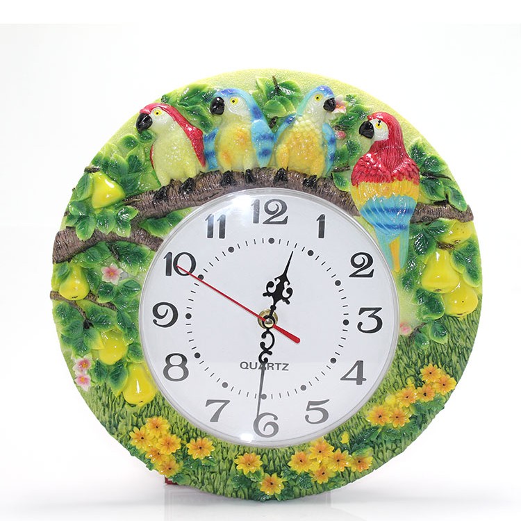 Papağanlı Polyester Duvar Saati