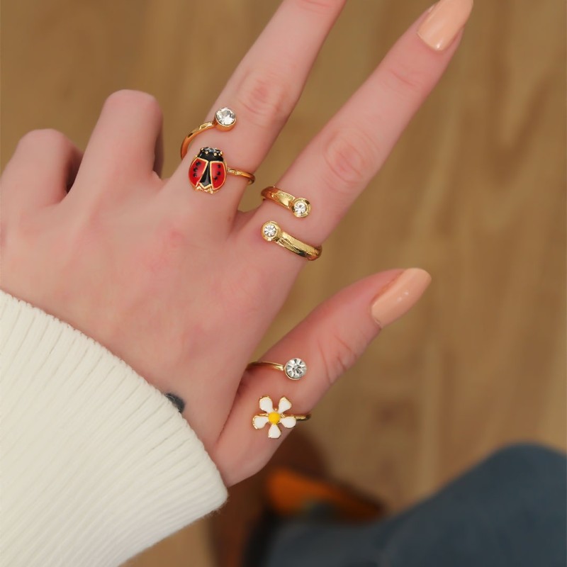 Papatya Tasarımlı Zirkon Taşlı Ayarlanabilir Yüzük