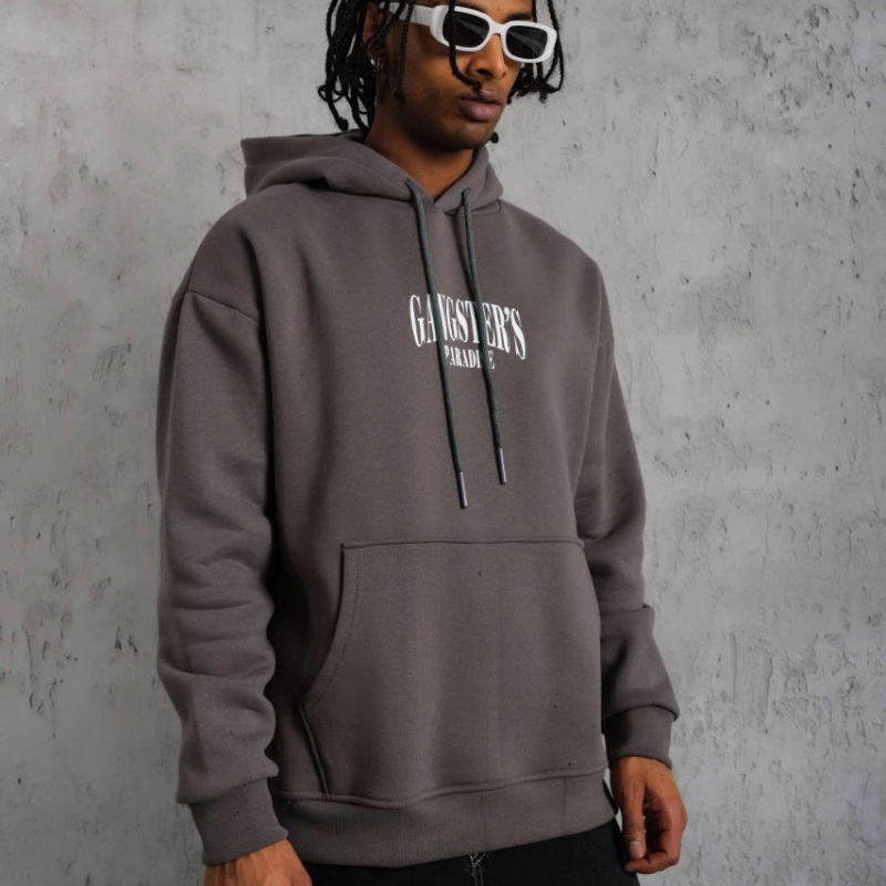 Paradise Baskılı Kapüşonlu Sweat - Gri