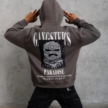 Paradise Baskılı Kapüşonlu Sweat - Gri