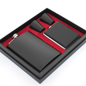 Paslanmaz Çelik 2 Shot Bardak Ve Sigara Tabakalı Matara Seti 