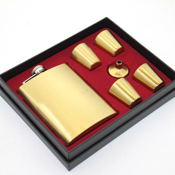 Paslanmaz Çelik 4 Shot Bardaklı Matara Seti Gold 