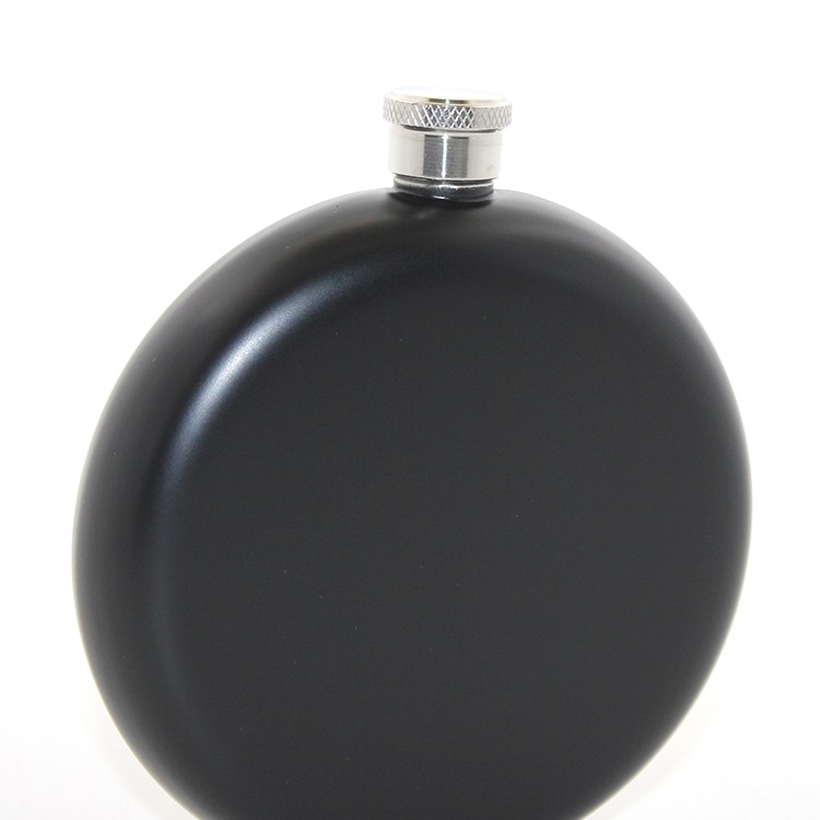 Paslanmaz Çelik Yuvarlak 8 Oz Tekli Matara Siyah Renk