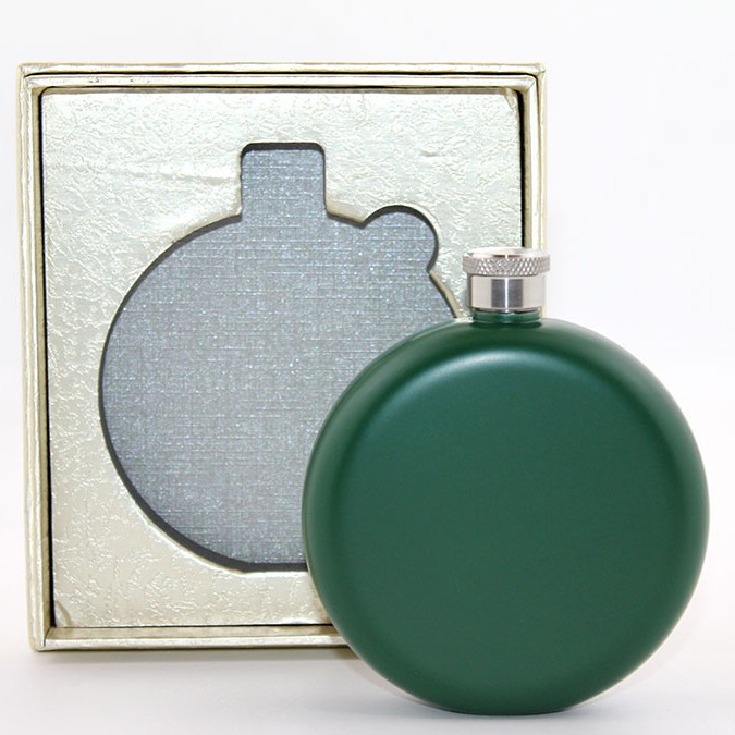 Paslanmaz Çelik Yuvarlak Matara 5 Oz Yeşil Renk