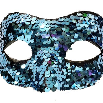 Payetli Venedik Balo Parti Maskesi Mavi
