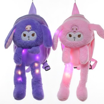 Peluş Işıklı Oynar Kulaklı Kuromi Sırt Çantası 