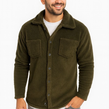 Pelüş Polar Hırka Gömlek - Haki -