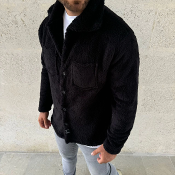 Pelüş Polar Hırka Gömlek - Siyah -