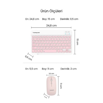 Pembe Kablosuz Klavye Ve Mouse Seti