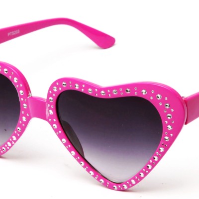 Pembe Kalp Taşlı Parti Gözlüğü