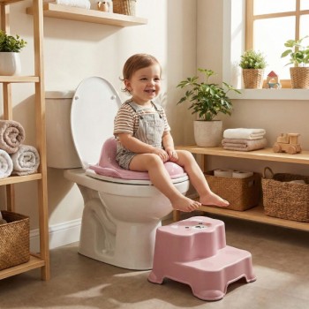 Pembe Kulplu Çocuk Klozet Adaptörü 