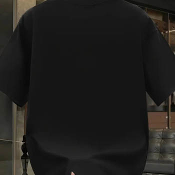 Pembe Panter Baskılı   Oversize Günlük Kısa Kollu Tişört- Siyah -