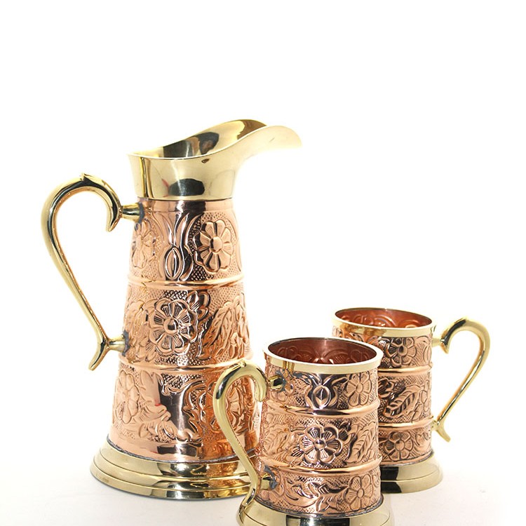 Pirinç 2 Bardaklı Sürahi Seti 