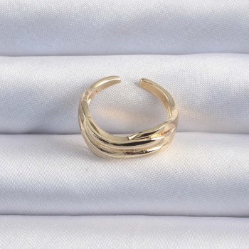 Pirinç Altın Renk Kıvrımlı Ayarlanabilir Yüzük