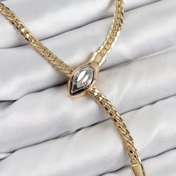 Pirinç Asansörlü Yılan Model Gold Renk Kadın Kolye