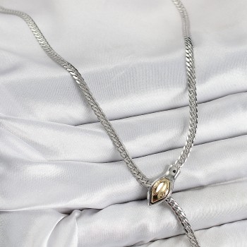 Pirinç Asansörlü Yılan Model Gümüş Renk Kadın Kolye