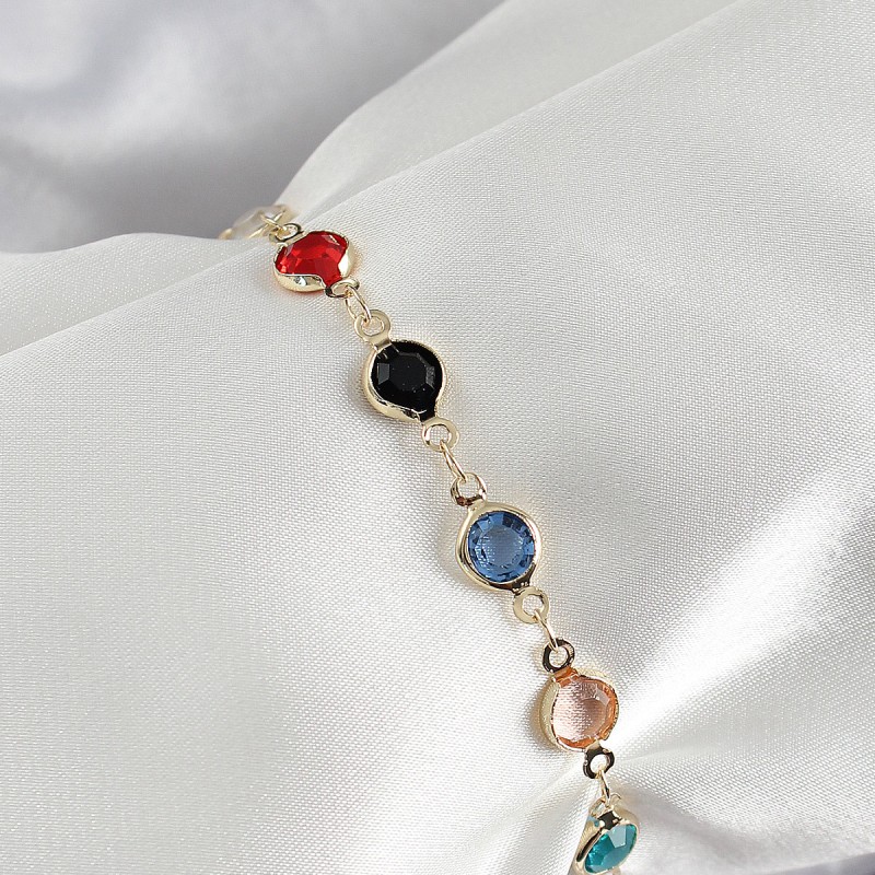 Pirinç Asorti Model Gold Renk Zirkon Taşlı Kadın Bileklik