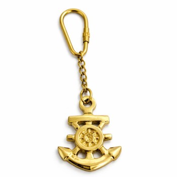 Pirinç Çapalı Dümen Tasarımlı Anahtarlık 