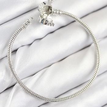 Pirinç Charm Zirkon Taşlı Taç Model Gümüş Renk Kadın Bileklik