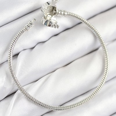 Pirinç Charm Zirkon Taşlı Taç Model Gümüş Renk Kadın Bileklik