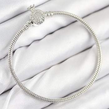 Pirinç Charm Zirkon Taşlı Taç Model Gümüş Renk Kadın Bileklik