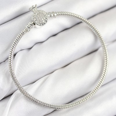 Pirinç Charm Zirkon Taşlı Taç Model Gümüş Renk Kadın Bileklik