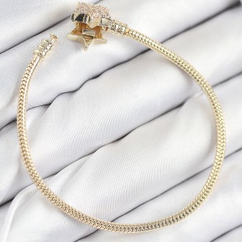 Pirinç Charm Zirkon Taşlı Yıldız Model Gold Renk Kadın Bileklik