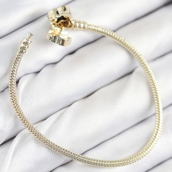 Pirinç Charm Zirkon Taşlı Yonca Model Gold Renk Kadın Bileklik