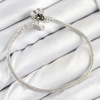 Pirinç Charm Zirkon Taşlı Yonca Model Gümüş Renk Kadın Bileklik