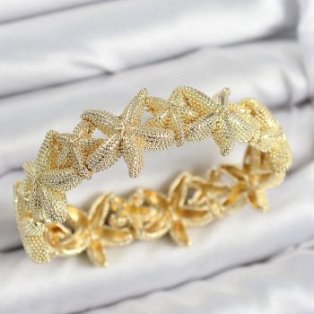 Pirinç Deniz Yıldızı Model Gold Renk Lastikli Kadın Bileklik