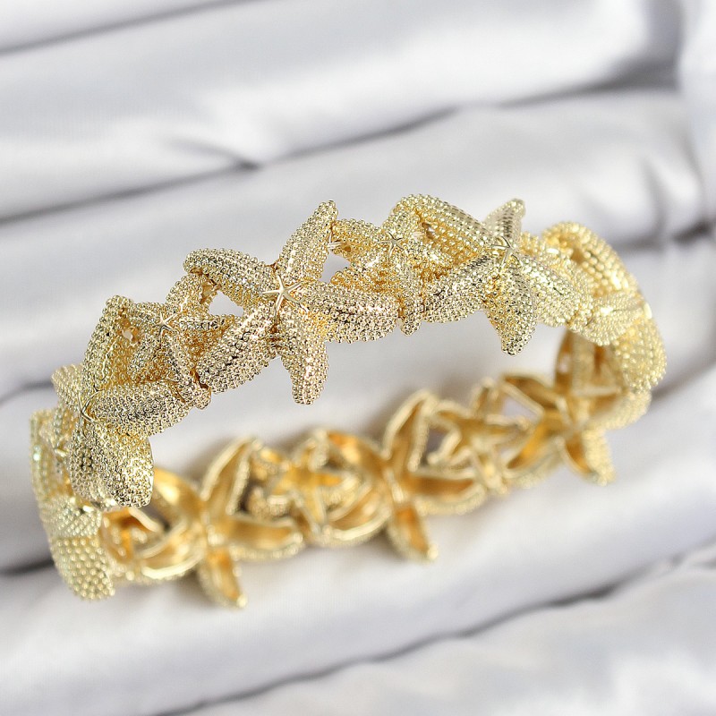 Pirinç Deniz Yıldızı Model Gold Renk Lastikli Kadın Bileklik