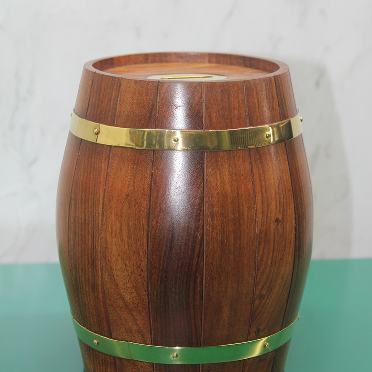 Pirinç Detaylı Fıçı Kumbara Model 3