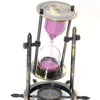 Pirinç Dümenli Pusulalı Kum Saati 