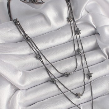 Pirinç Füme Renk 3'Lü Yıldız Model Kadın Kolye