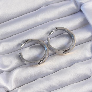 Pirinç Gold Gümüş Renkli Halka Küpe